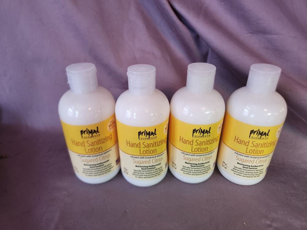 Lot of 4 Primal Elements Sugared Citrus Hand Sanitizing Lotions 8 fl oz